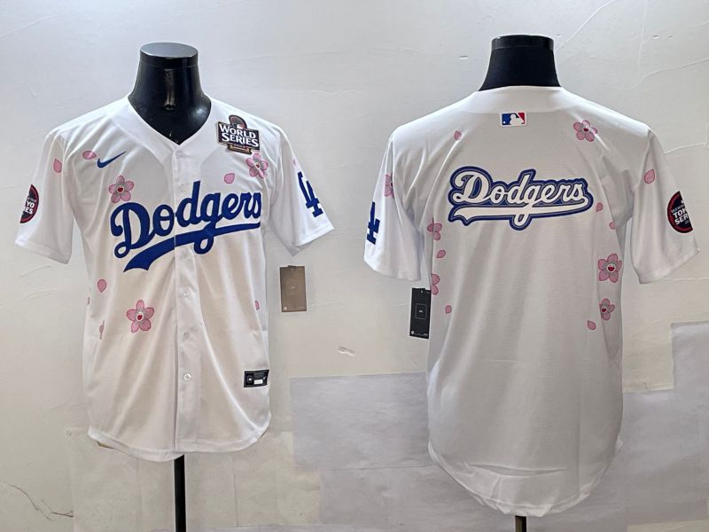 Men Los Angeles Dodgers Blank White Sakura Edition 2025 Nike MLB Jersey style 15->los angeles dodgers->MLB Jersey